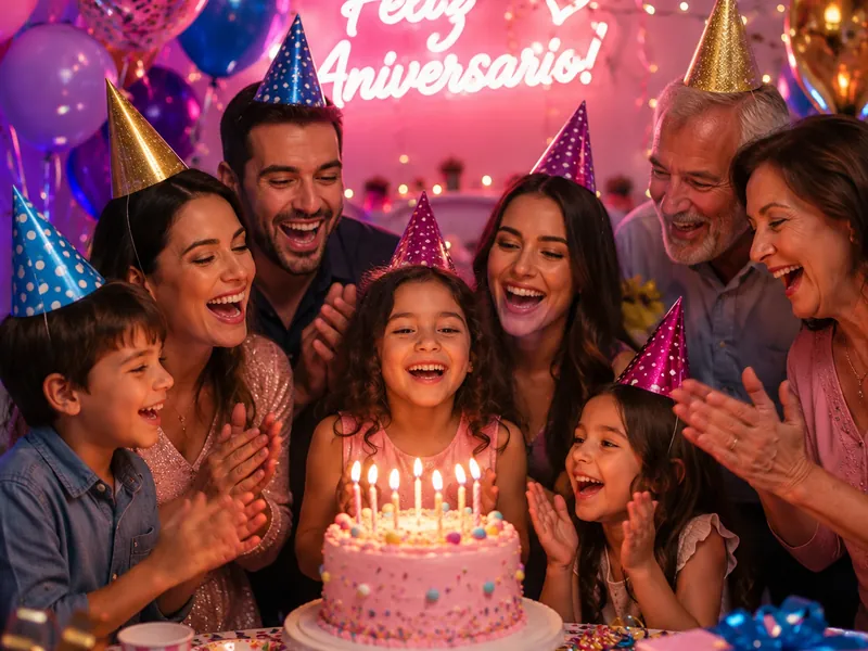 Família comemorando festa de aniversário